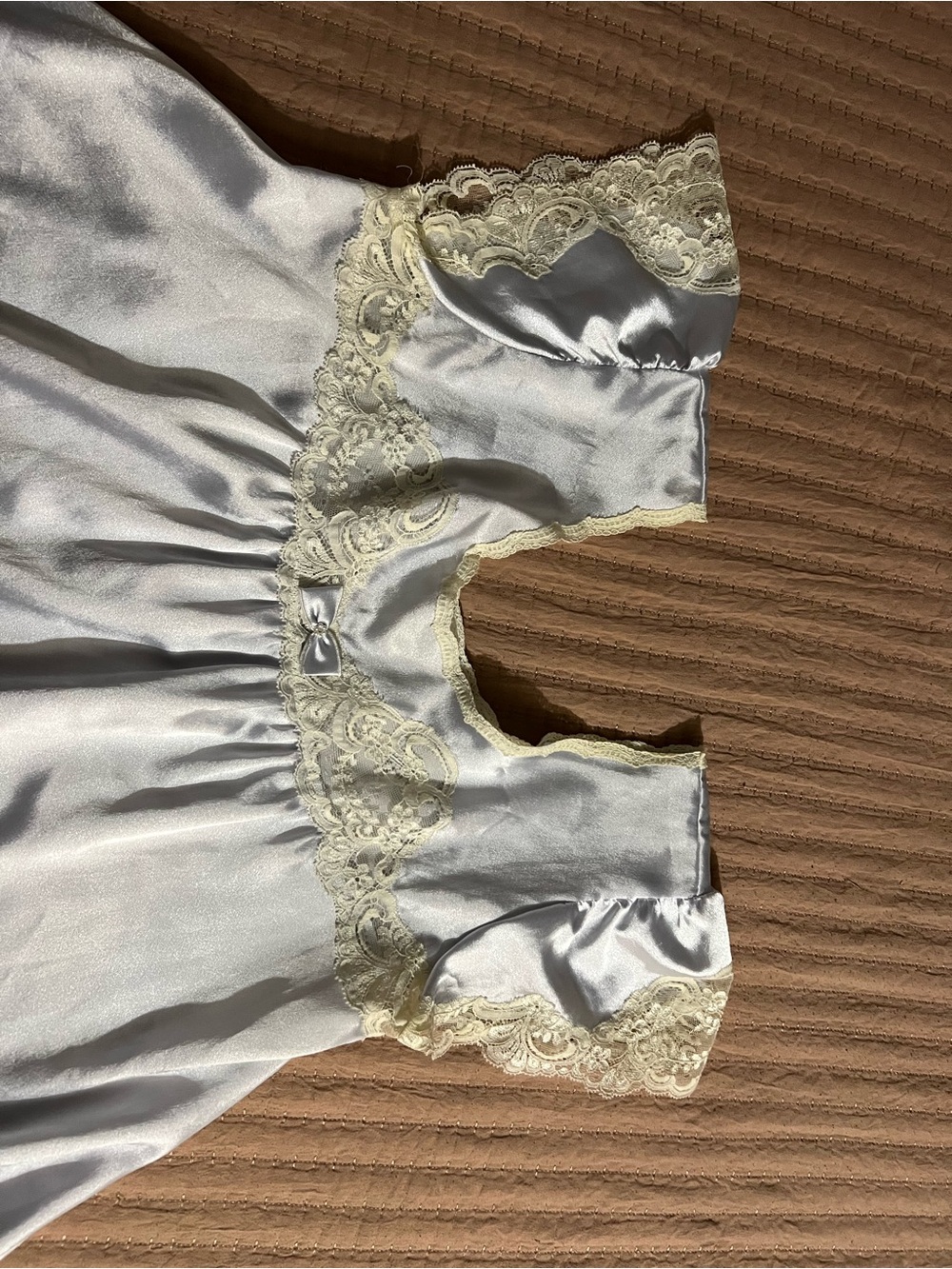 Dior Pale Blue Satin Lace-Trim Chemise - Picture 3 of 5